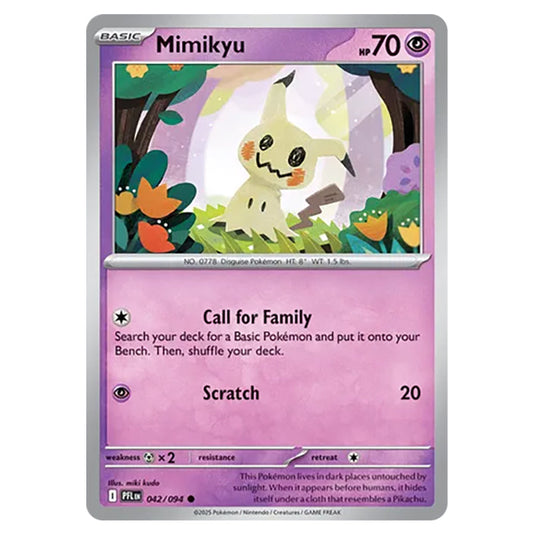 Mimikyu 042 card from the Pokemon set Mega Evolution - Phantasmal Flames