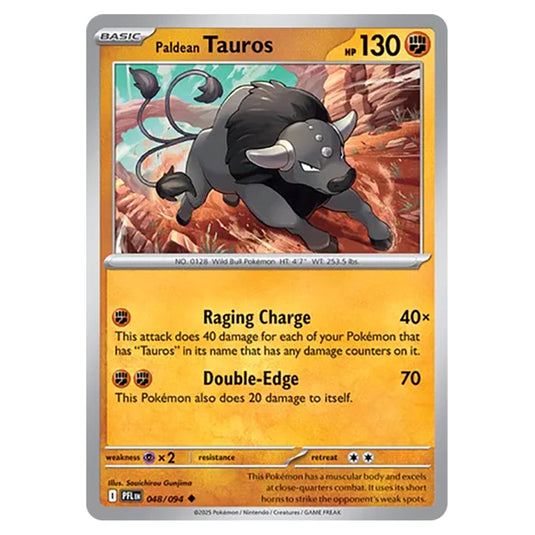Paldean Tauros 048 card from the Pokemon set Mega Evolution - Phantasmal Flames