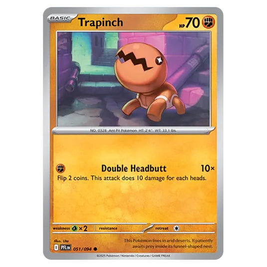 Trapinch 051 card from the Pokemon set Mega Evolution - Phantasmal Flames