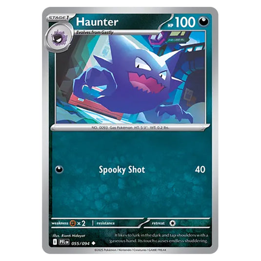 Haunter 055 reverse holo card from the Pokemon set Mega Evolution - Phantasmal Flames