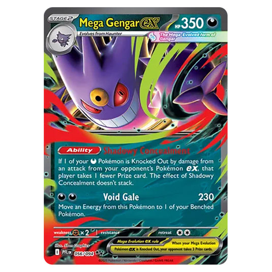 Mega Gengar ex 056 card from the Pokemon set Mega Evolution - Phantasmal Flames