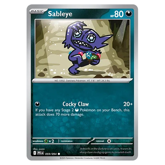 Sableye 059 card from the Pokemon set Mega Evolution - Phantasmal Flames
