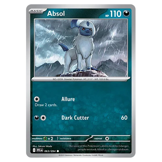 Absol 063 reverse holo card from the Pokemon set Mega Evolution - Phantasmal Flames