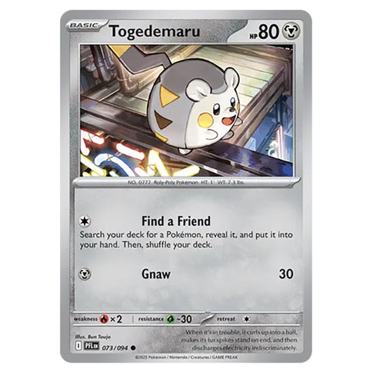 Togedemaru 073 reverse holo card from the Pokemon set Mega Evolution - Phantasmal Flames