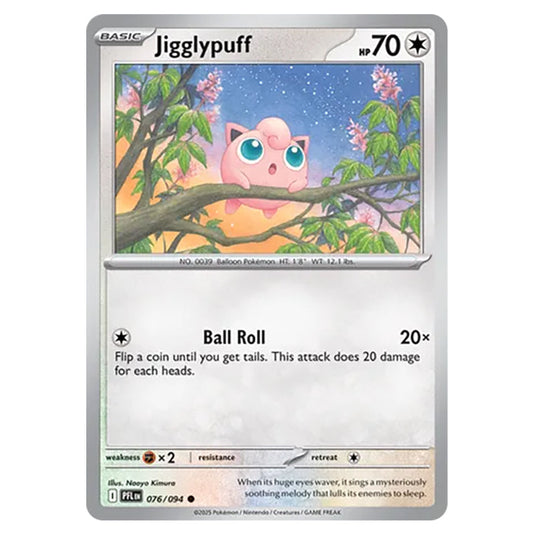 Jigglypuff 076 reverse holo card from the Pokemon set Mega Evolution - Phantasmal Flames