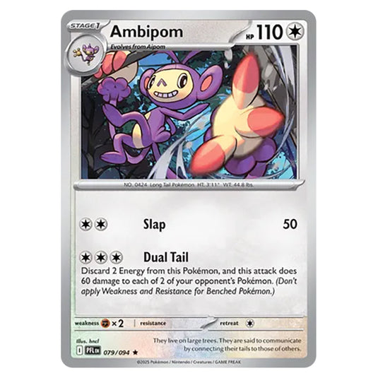 Ambipom 079 reverse holo card from the Pokemon set Mega Evolution - Phantasmal Flames