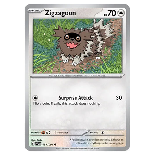 Zigzagoon 081 reverse holo card from the Pokemon set Mega Evolution - Phantasmal Flames
