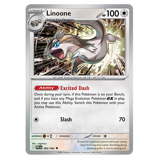 Linoone 082 card from the Pokemon set Mega Evolution - Phantasmal Flames