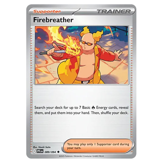Firebreather 089 reverse holo card from the Pokemon set Mega Evolution - Phantasmal Flames