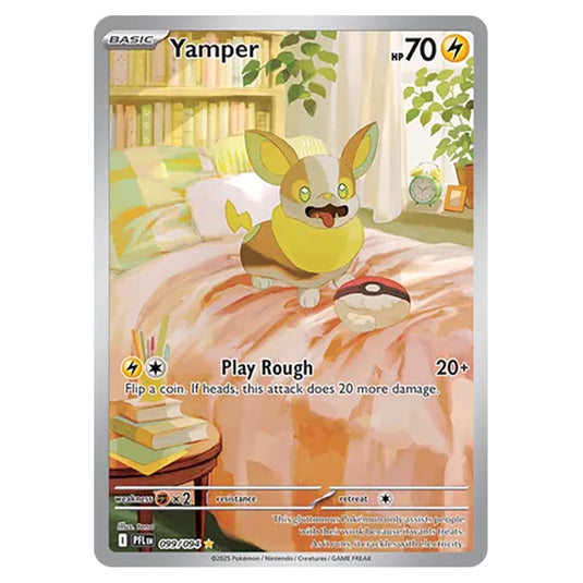 Yamper 099 card from the Pokemon set Mega Evolution - Phantasmal Flames