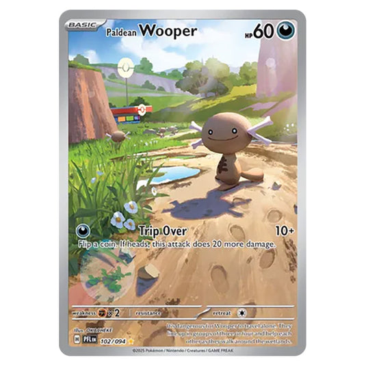 Paldean Wooper 102 card from the Pokemon set Mega Evolution - Phantasmal Flames