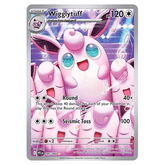 Wigglytuff 105 card from the Pokemon set Mega Evolution - Phantasmal Flames