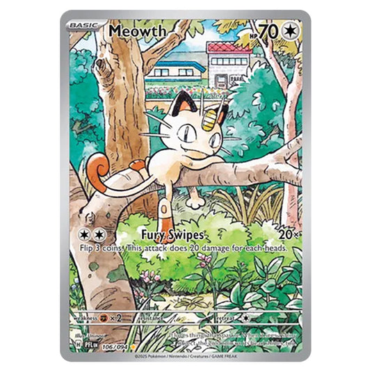 Meowth 106 card from the Pokemon set Mega Evolution - Phantasmal Flames
