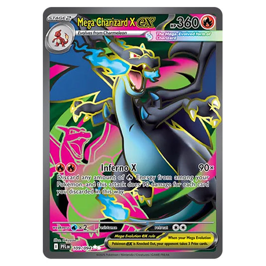 Mega Charizard X ex 109 card from the Pokemon set Mega Evolution - Phantasmal Flames