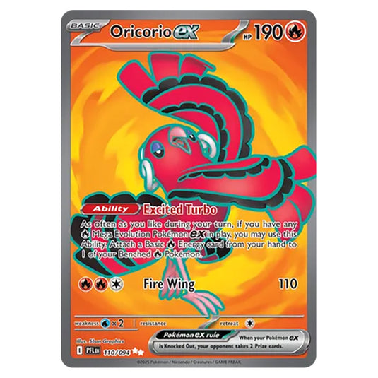 Oricorio ex 110 card from the Pokemon set Mega Evolution - Phantasmal Flames