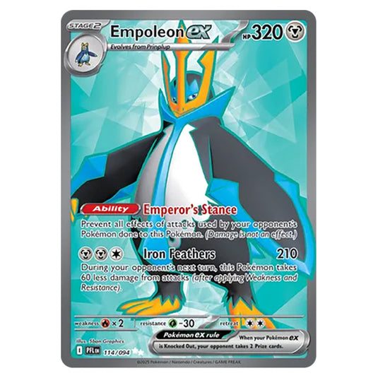 Empoleon ex 114 card from the Pokemon set Mega Evolution - Phantasmal Flames