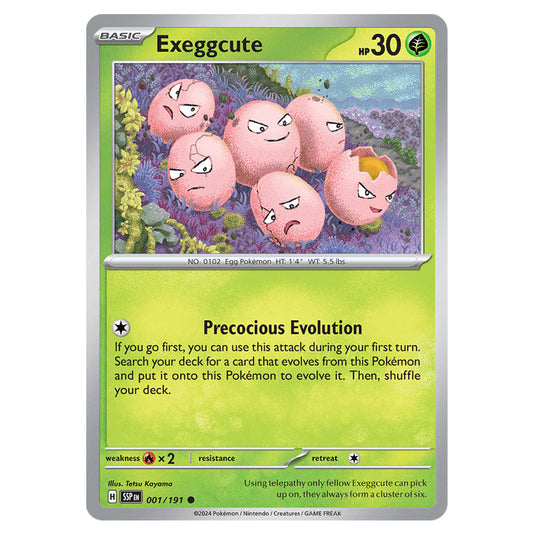 Exeggcute 001 card from the Pokemon set Surging Sparks