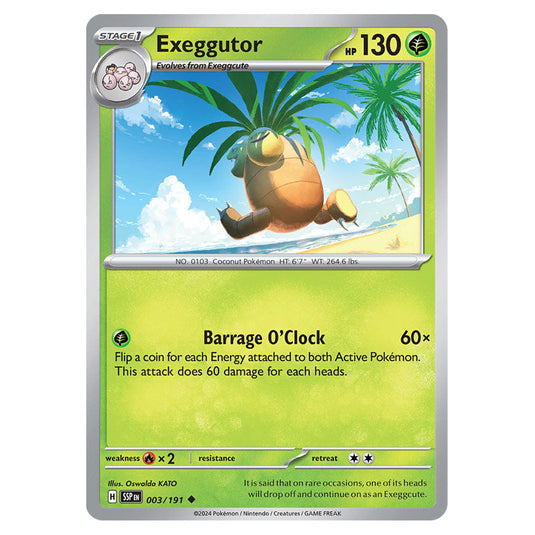 Exeggutor 003 card from the Pokemon set Surging Sparks