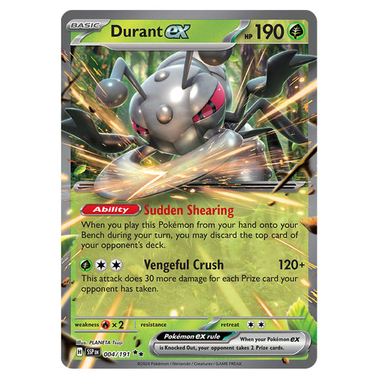 Durant ex 004 card from the Pokemon set Surging Sparks