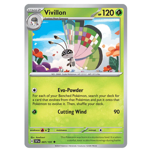 Vivillon 007 card from the Pokemon set Surging Sparks