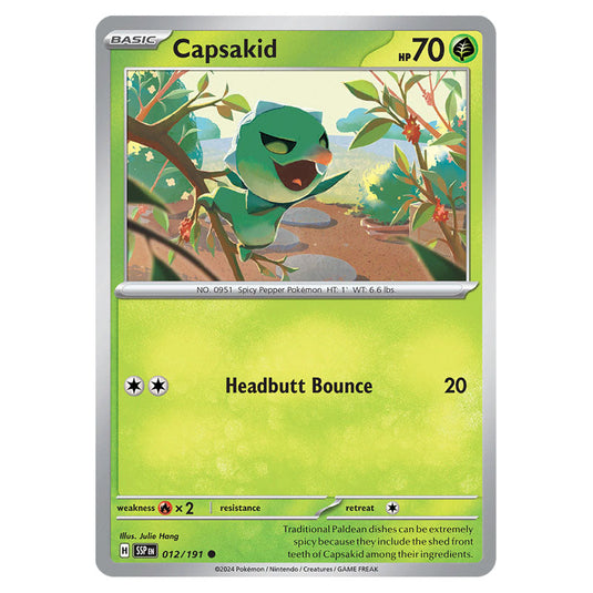 Capsakid 012 card from the Pokemon set Surging Sparks