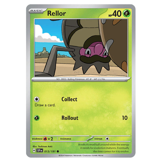 Rellor 013 card from the Pokemon set Surging Sparks