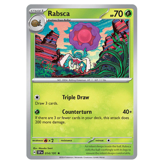 Rabsca 014 card from the Pokemon set Surging Sparks