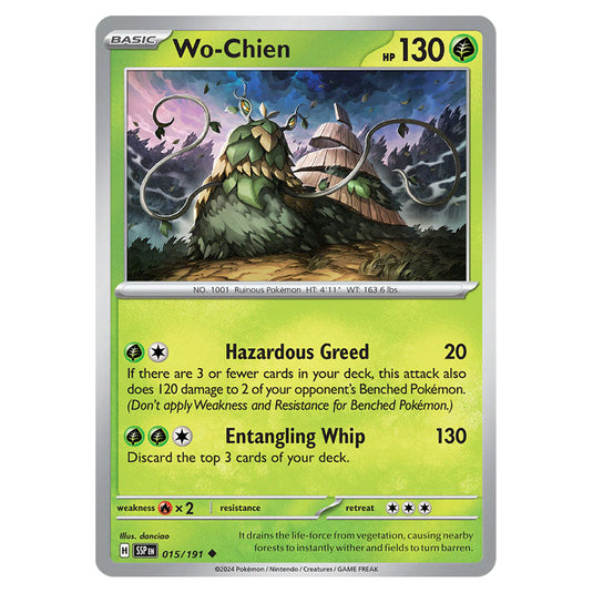 Wo-Chien 015 card from the Pokemon set Surging Sparks