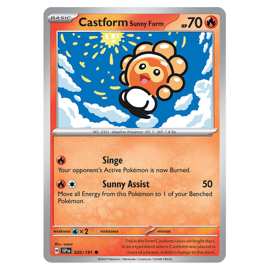 Castform Sunny Form 020 card from the Pokemon set Surging Sparks