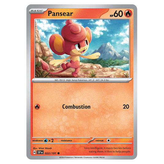 Pansear 022 card from the Pokemon set Surging Sparks