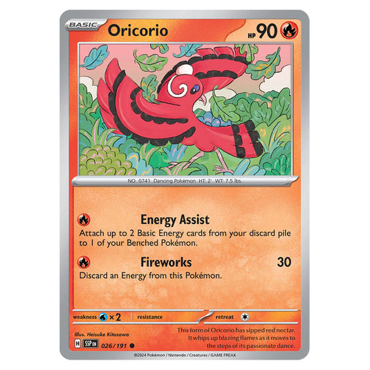 Oricorio 026 card from the Pokemon set Surging Sparks