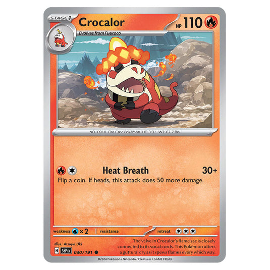 Crocalor 030 card from the Pokemon set Surging Sparks