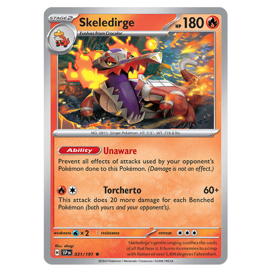 Skeledirge 031 card from the Pokemon set Surging Sparks