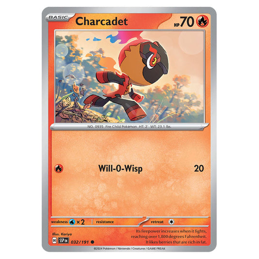 Charcadet 032 card from the Pokemon set Surging Sparks