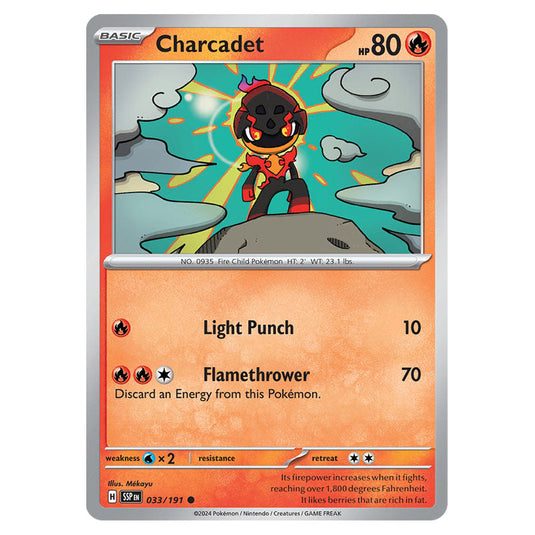 Charcadet 033 card from the Pokemon set Surging Sparks