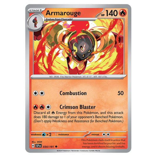 Armarouge 034 card from the Pokemon set Surging Sparks