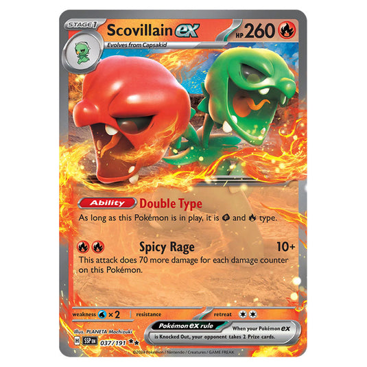 Scovillain ex 037 card from the Pokemon set Surging Sparks