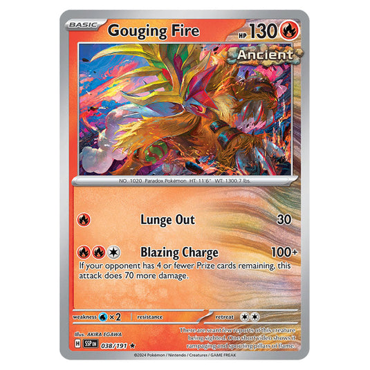 Gouging Fire 038 card from the Pokemon set Surging Sparks