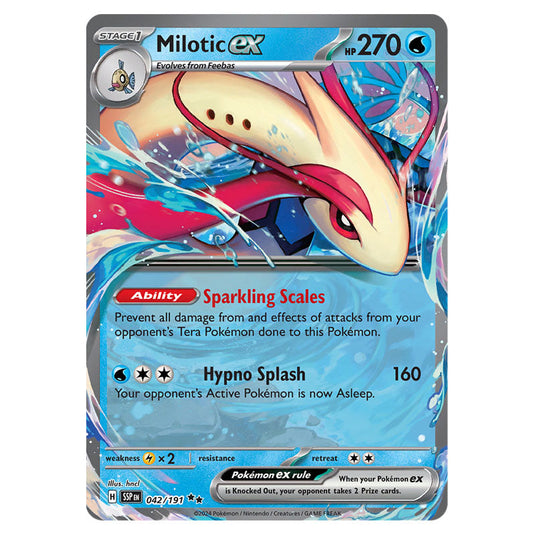 Milotic ex 042 card from the Pokemon set Surging Sparks