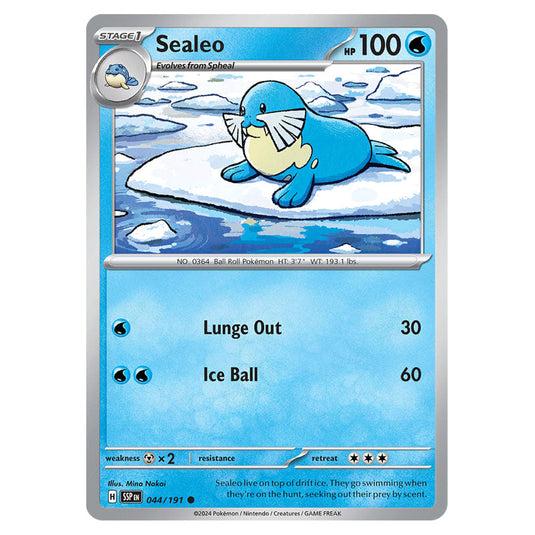 Sealeo 044 card from the Pokemon set Surging Sparks