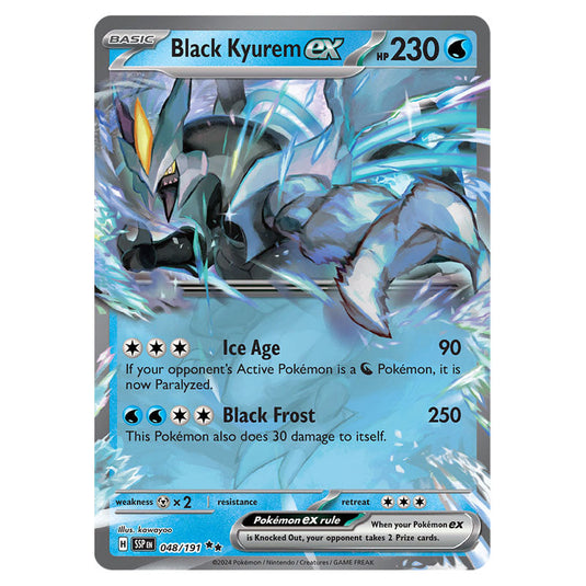 Black Kyurem ex 048 card from the Pokemon set Surging Sparks