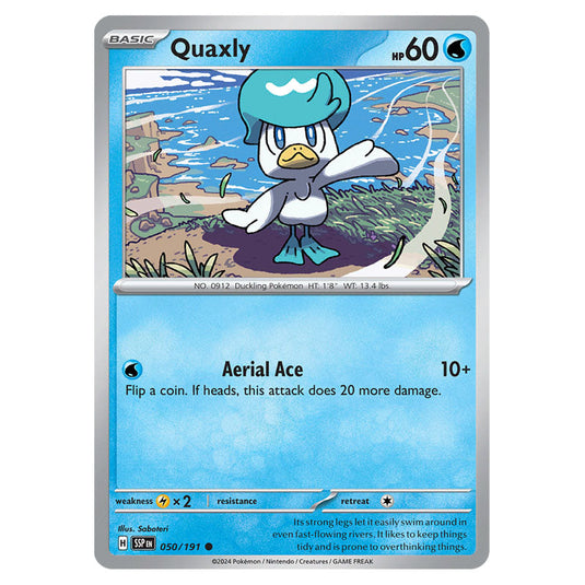 Quaxly 050 card from the Pokemon set Surging Sparks