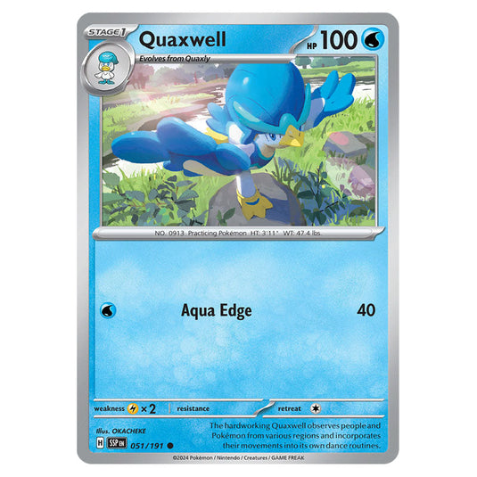 Quaxwell 051 card from the Pokemon set Surging Sparks