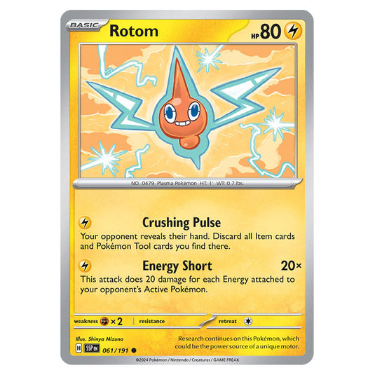 Rotom 061 card from the Pokemon set Surging Sparks