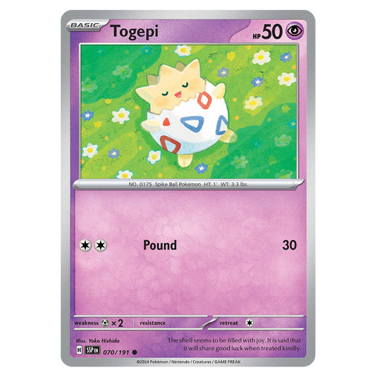 Togepi 070 card from the Pokemon set Surging Sparks