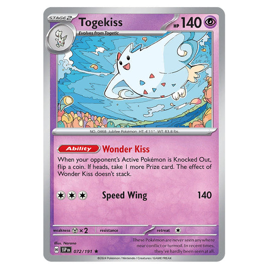 Togekiss 072 card from the Pokemon set Surging Sparks