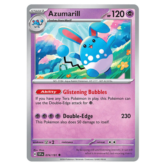 Azumarill 074 card from the Pokemon set Surging Sparks