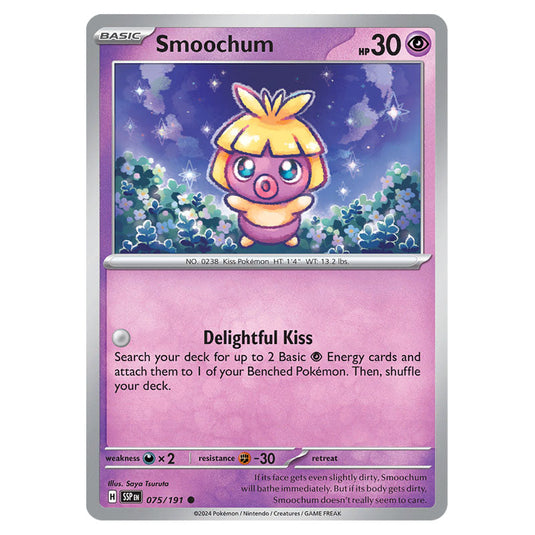 Smoochum 075 card from the Pokemon set Surging Sparks