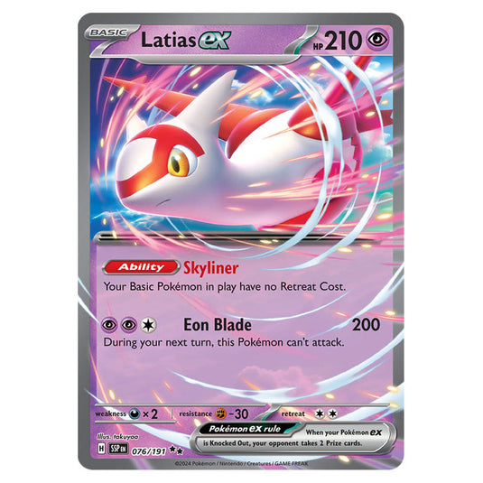 Latias ex 076 card from the Pokemon set Surging Sparks