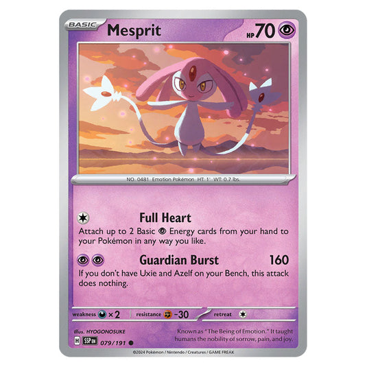 Mesprit 079 card from the Pokemon set Surging Sparks